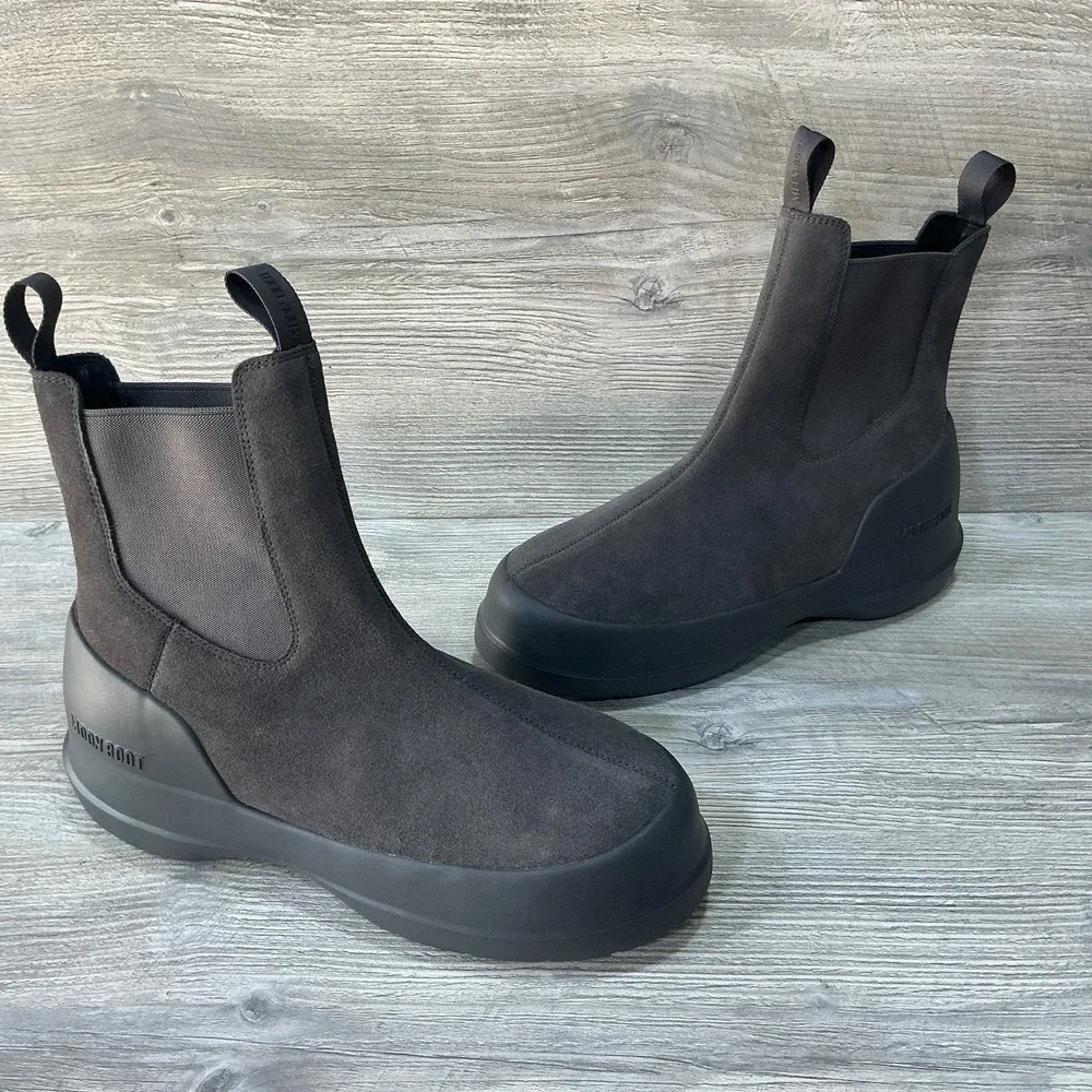 Moon Boot Luna Chelsea Anthracite Suede Mens Boot In Gray Size M 10 - 11L EU 43